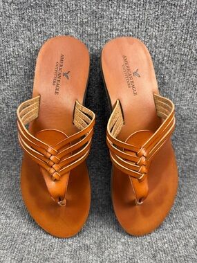 American Eagle Outfitters Braided Faux Leather Thong Sandals Size 10 EU 42